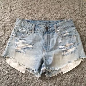 High waisted distressed shorts